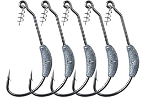 HiyyFloy Ver Pêche 5 Pièces Lesté Swimbait Jig avec-twistlock Appât Souple Poisson pour Pêche en Plein Air