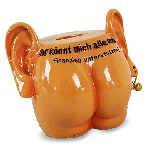 HC-Handel 914698 Spardose Arsch mit Ohren mit Schloss Scherzartikel 12 cm