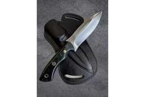 TATLA CRAFT Fixed Blade Hunting Carry Knife Stainless Steel Blade Bushcraft Knives, Scout Carry Knife with Leather Sheath Micarta Handle Strong Grip, Tracker Knives For Hunting, Outdoor Camping