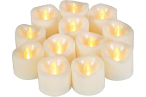 CANDLE IDEA 12 lumini a LED senza fiamma, funzionamento a batteria/elettrici, piccole candele a LED per Natale, feste, festival, decorazioni natalizie, ecc. (batterie incluse)