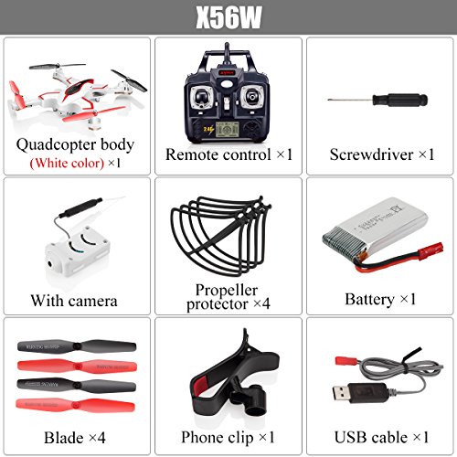 RC Drone With HD FPV Camera Remote Control Airplane DoDoeleph Syma X56W Portable Folding 2.4Ghz 6-Axis Gyro RC Quadcopter RTF Helicopter Altitude Hold UFO With Newest Hover and 3D Flips Function One key Home White
