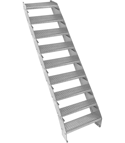 Set 2 Cosciali In Acciaio Zincato Per Scale: Gradini Da 2 A 8, Ideali Per Scale Esterne O Interne