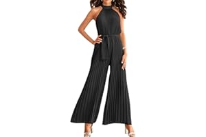 shownicer Femmes Combinaison Élégante sans Manches Dos Nu Jumpsuit D'été Chic Couleur Unie Slim Pantalon Loose Casual Playsuit Cocktail Soirée Party Clubwear Bodysuit