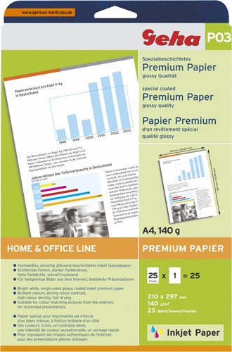 Preisvergleich Produktbild Geha Premium Papier P03 glossy DIN A4 140g 25 Blatt