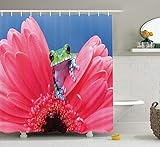 Yulian árbol de Rana en Gerbera Flores Cortina de Ducha baño Decorativa, poliéster, 180 x...