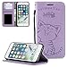 Produktbild iPhone 8 Hülle,iPhone 7 Hülle,ZCXG Weich Slim Madam Frauen Brieftasche Hülle Leder Magnet Ständer Katze Niedlich Kartenhalter Geldbeutel Kreditkartenhüllen Handyhülle iPhone 8/iPhone 7 Violett