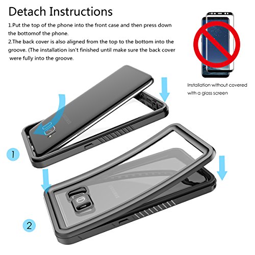 Custodia impermeabile Galaxy S8 Plus, Moonmini Ultra Slim SubacqueoÂ Antiurto A prova di polvere Antigraffio Custodia protettiva con Touch ID e cinghia galleggiante GalleggiabilitÃ  Cordino per Samsung Galaxy S8 Plus (nero)