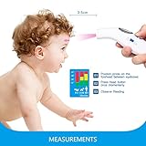 Baby Thermometer, Medizinisches Infrarot-Thermometer für die Stirn mit Instant-Ablesung & Fieber-Warnung, geeignet für Babys, Erwachsene und Alltags-Objekte, Kontaktlos - 3