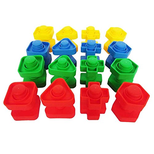 Preisvergleich Produktbild ELENXS 16 Paare Schrauben Plastikbaustein Einsetzmutter Spiel Figur Kinder Kid Betrieb Spielzeug Puzzle Spielzeug Modellbau