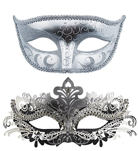 Mascarade Masque Masque de Venise Halloween Costume masque de Carnaval (Ruban + Ruban-Noir)