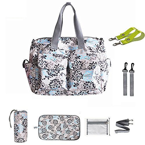 Preisvergleich Produktbild landuo Damen Baby Windel Windel Tasche groß grau blau geblümt