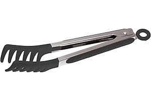 Sambonet Gadgets Pinza, Molla per servire Spaghetti in Acciaio Inox 18/10 e Silicone, Lavabile in Lavastoviglie, 23 cm, Colore Nero