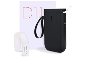 MOKERLINK Machine de création d'étiquettes avec ruban, imprimante d'étiquettes portable sans fil Bluetooth portable mini autocollant mignon, compatible iOS et Android, pour la maison et le bureau (Noir)