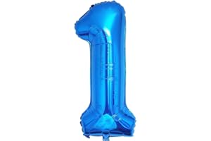 Vthoviwa 40 Zoll/18 Farbens Luftballon Zahlen 1 Blau, Luftballon 1. Geburtstag Foil Ballon, 0123456789,10-19,20-25,30,40,50,60,70,80,90, Folienballon 1 Party Dekoration Helium Unterstützen