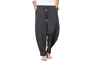 YAOBAOLE Pantalon Homme Lin Et Coton Pantalon Toile Été Pantalons Detente Yoga Léger Regular Taille Elastique