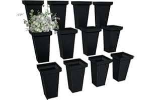 Lhysn 12 Pcs Flower Buckets, for Cut Flowers Plastic Square Floral Bucket for Flower Display Stand, for Flower Shops, Patio Gardens, Outdoor Flower Events (Black)