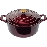 La Cuisine Enameled Cast Iron Casserole, Diameter 26 cm, 5 Litres, Matte Black Enamelled Internal Coating, Cranberry, Handle