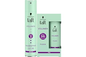 ‎TAFT Schwarzkopf Taft Haarstyling Set - Puder & Haarspray Volumen (10g & 250ml), Haltegrad 3, für alle Haartypen, vegane Formel