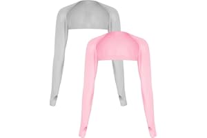 DSLSQD 2 unidades de protección UV Bolero para mujer, protección solar, mangas para brazos, bufanda refrescante, seda helada, calentadores con agujeros para los dedos, para equitación, correr,