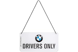 Nostalgic-Art Letrero colgante retro, 10 x 20 cm, Official License Product (OLP), BMW – Drivers Only – Idea de regalo para fans de BMW, de metal, diseño vintage