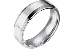 Stfery Anello in acciaio inox da uomo, semplice, anello di fidanzamento, da uomo, in acciaio strutturato, per San Valentino