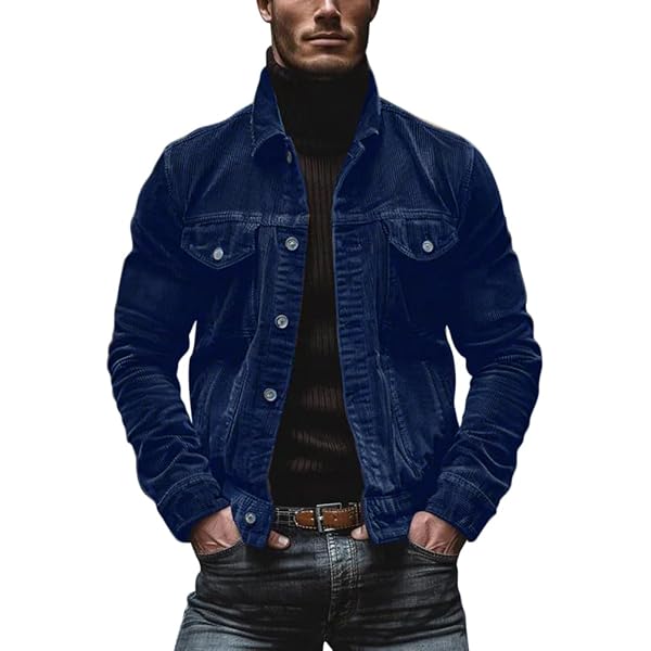 Veste Homme En Velours Côtelé - Blazer Décontracté, Manteau Hiver Chaud, Poche, Coupe Confortable