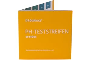 TRI.BALANCE tri. balance pH – strisce reattive 99 pezzi | Campo di misura 5,6 – 8,0 PH | per la misurazione nel urina o il valore del pH dell' acqua | per il controllo del acido di basi di bilancio