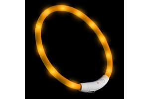 PRECORN LED USB silikon hundhalsband gult säkerhetshalsband tubhalsband lysande halsband