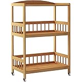 soges Carrelli da Portata, Carrello di Servizio Portavivande Cucina, Carrello Cucina Bambù, Con Route, Salvaspazio, Facile da
