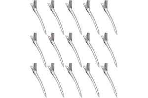 KINDOYO 3.5 Inch Duck Bill Hair Clips - Silver Hair Sectioning Clips Metal Alligator Curl Clips Crocodile Clips Hair Styling DIY Clip with Holes