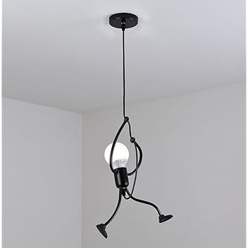 GOECO Luce a sospensione vintage, plafoniera industriale E27, lampadario in legno retrò