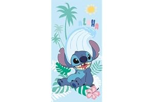 Jerry Fabrics Disney Stitch Grande serviette de bain pour enfants 140 x 70 cm | Serviette de plage 100 % coton de qualité supérieure, pour filles et garçons