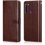 WOW Imagine Redmi Note 8 Flip Case | Leather Finish | Inside TPU with Card Pockets & Stand | Magnetic Closure | Shock Proof Wallet Flip Cover for Xiaomi Redmi Note 8 – Chesnut Brown