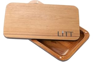 LiTT Stash Wooden Tray (Large) - 28.5cm x 17.5cm, Smell-Proof Box With Magnetic Lid, Smart Solution for Rolls, Safe Storage, Concealed Design | Task Organizer
