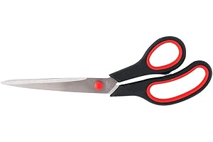 D.RECT Nożyczki 25 cm ze Stali Nierdzewnej SG-250 – Do Papieru i Taśmy – Ergonomiczny Uchwyt Gumowy – Nożyczki Szkolne i Biurowe