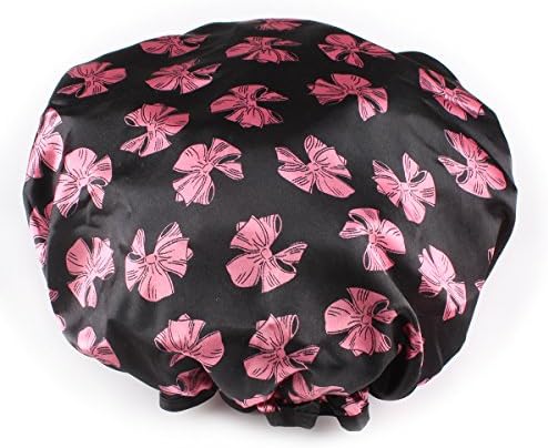 HiCollie Womens Cute Polka Dot Printed Double Layer Waterproof Shower Cap, Navy