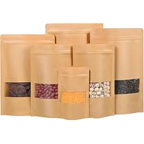 Sacchetti Di Carta Kraft Con Finestra, 150 Pezzi, 9x14 Cm, Richiudibili Per Tè, Caffè E Spezie
