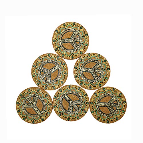 6PCS Cork Coasters Pads,Coffee Mug Wine Glass Bottle Drink Beer Cup Coasters Cork Sets Round Beer Mats Plain Absorbent Cork Coasters Base