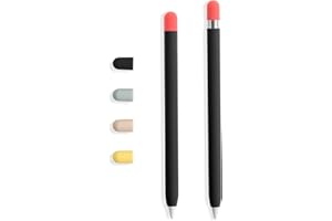 doodroo - Skin para Apple Pencil, Funda Protectora Negra con 5 Capuchas de Colores, Compatible con Apple Pencil 1a y 2a generación