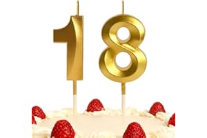 XUELIYUN 18th Birthday Candles Gold Number 18 Happy Birthday Candles Cake Topper Decorations for Birthday Party for 3D Designed Wedding Anniversary Party Wedding Anniversary Celebration Supply