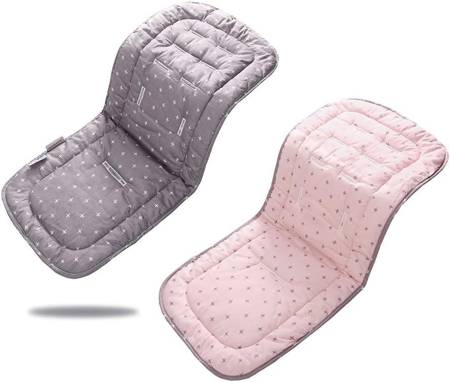 Baby Pushchair Seat Liners, Pram Liner Universal 100% Cotton Pushchair Liner Thick Baby Stroller Liner Pad Seat Cover Seat Cushion Pad Stroller Pram Pushchair for Toddler Infant (Pink Cross)