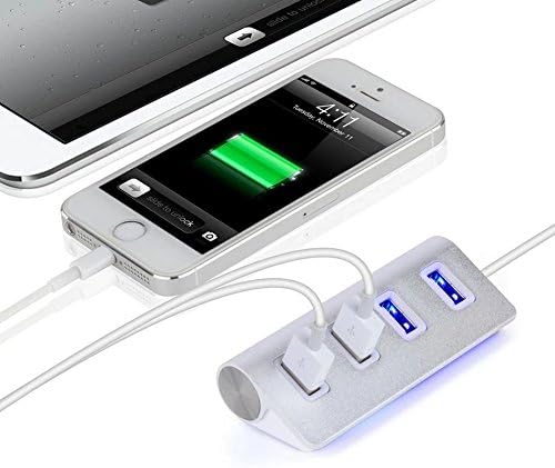 Aluminium alloy High Speed 4 Ports USB 2.0 HUB With Led Lights For Laptop / Notebook / PC / Computer / Tablets - BLACK