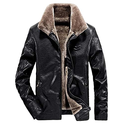 Preisvergleich Produktbild Luckycat Herrenmode Winter Revers Reißverschluss Tasche Kaschmir Nachahmung Verdickt Ledermantel Winterjacke Steppjacke Daunenjacke Parka Mäntel Jacken