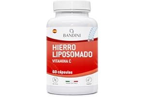 Bandini® Hierro Liposomado 30 mg con Vitamina C, Ácido Fólico, B12, B6 y A – Máxima absorción, Alta Biodisponibilidad, Hierro Liposomado Contra el Cansancio y la Fatiga – Liposomal Iron 60 Cápsulas