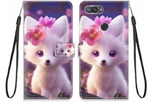 KARTXITAI Cover Compatibile con Xiaomi Mi 8 Lite PU Pelle TPU Silicone Portafoglio Magnetica con Disegni Motivo Animale Flip Custodia in Libro Slot Schede Custodia-Tigre bianca,fiore rosa