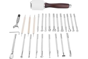 HILITAND Kit Per Incisione Su Pelle Strumento Rotante Per Cuoio Kit Di Stampaggio Per Pelletteria Scultura Fai Da Te E Lavorazione Del Cuoio