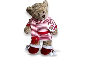 Build Your Bears Wardrobe - Ropa para oso de peluche, adecuada para osos de puelche de la marca "Build a Bear", traje a rayas con botas (rojo)