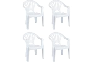 Acan Tradineur - Pack de 4 Sillas Infantiles Modelo Tipi - Fabricado en España -Ligera y fácil de Transportar - Ideal para Jugar, Leer y Dibujar - 50 x 35 x 28 cm - Color Blanco