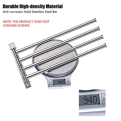 qobobo® 180°Drehung Edelstahl Handtuchhalter Handtuchhaken Bad Handtuchhalter mit 4 Armen einfach und stilvoll - 7