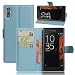 Produktbild Sony Xperia XZ Hülle, KuGi ® Sony Xperia XZ Hülle - Hochwertige Ständer PU-Leder-Mappen-Kasten für Sony Xperia XZ 4G LTE Smartphone.(Blau)